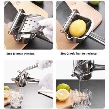 Stainless Steel Manual Juicer, Orange Juice Squeezer, Lemon Squeezer Stainless Steel, Orange Juice Squeezer, Fruit Juicer for Watermelon Lemon Orange Grapes and Other Fruit