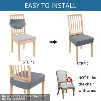 Waterproof Seat Covers for Dining Room Chairs Set of 4, Stretch Jacquard Removable Washable Chair Seat Slipcovers Protector, No Rear Covers, beige（Only chair covers）