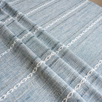 Rustic Farmhouse Round Tablecloth Cotton Linen Grey Dust-Proof Washable Embroidery Table Cover Heavy Weight Table Cloth for Party Kitchen Dining Tabletop Decoration 47.2 Inch