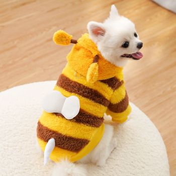 Dog Bee Costume Funny Pet Hoodies for Small Dogs Fleece Puppy Sweatshirt with Winter Chihuahua Clothes Warm Cold Weather Coat Cute Outfit (Yellow bee, S)