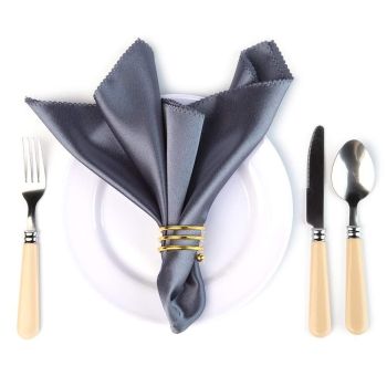 Satin Cloth Napkins and Napkin Rings Set of 12, Smooth Fabric Table Napkins and Napkin Holder for Wedding, Birthday Dinner Party, Family Gatherings, Table Decor (gold)