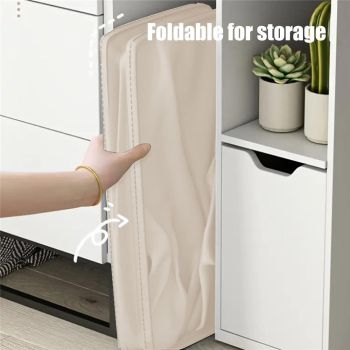 Enlarged Slim Laundry Basket Wash Bag on Wheels, Collapsible Rolling Laundry Hamper, Foldable Narrow Corner Clothes Storage Bins (white)