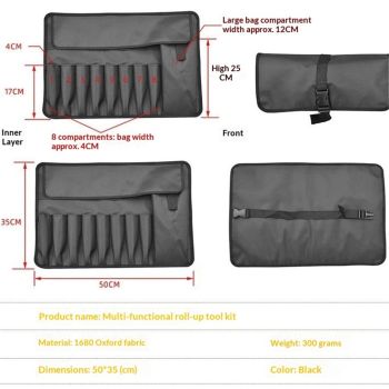 Heavy-Duty Oxford cloth Wrench Roll |  Pockets Wrench Organizer Bag, Portable All-in-One Wrench Roll Up Pouch for Mechanics & DIYers | Ideal Father's Day Gift for Men（storage bag only）