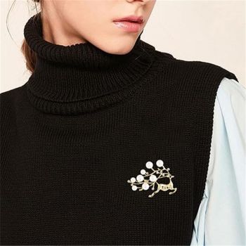 2 pack Animal Brooches for Women Pearl Rhinestones Animal Brooch Pin Cute Animal Jewelry Gift for Wife Mom Girlfriends（golden）