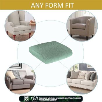 2 PCS Stretch Patio Sofa Seat Cushion Cover Outdoor TPU Waterproof Replacement Slipcovers Outdoor Elastic Leaf Pattern Textured Porch Couch Furniture Protector (Green,single seat)