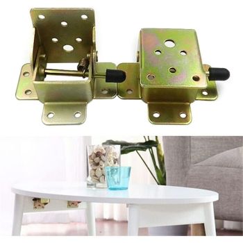 4 pack Iron Locking Folding Table Chair Leg Brackets Hinge Self Lock Foldable Hinges, Kitchen Folding Table Extension Rack, Iron Folding Extension Lock (Side Brake)
