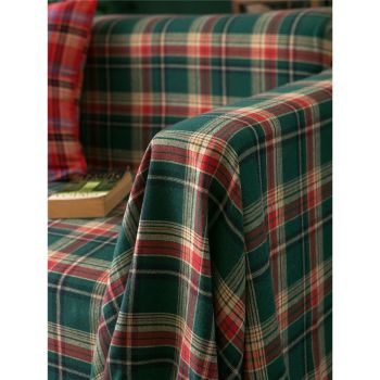 Plaid Couch Cover Checkered Sofa Covers Decorations Green and Red Grid Couch Cover for Farmhouse Home Decor Couch Protector for Dogs, 71"x 118"
