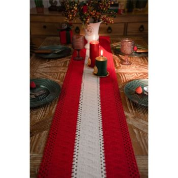 Table Runner for Home Decor with Tassels 72 Inches Long Farmhouse Red Rustic Boho Table Runner Table Decoration for Living Room Bridal Shower(12x72 Inches)