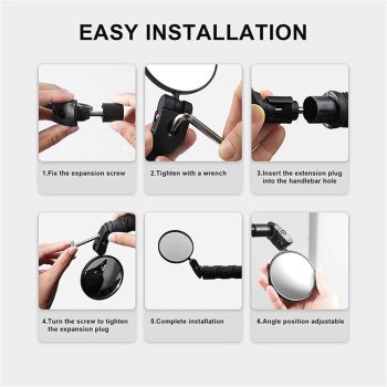 2 pack Bar End Bike Mirror – Unbreakable Lens, Universal Fit for Road, MTB & E-Bikes, Visibility and Safety for Cyclists