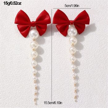 2 pairs Long Earrings for Women Boho Tassel Earrings for Women Bridal Wedding Party Valentine Day Gifts（red）