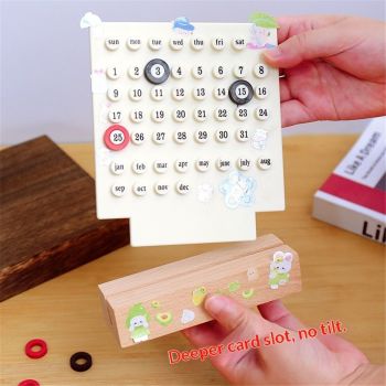 Fashion Perpetual Calendar DIY Ring Reusable Handmade Date Record Desk Calendar for Office Supplies Home Shops Decoration Accessories (white,Send a random sticker)