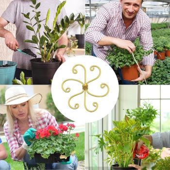 6 pack New iron Plant Stem Support Set, Flower Climbing Plant Support Plant Trellis, Indoor Plants (Round, Rustic)