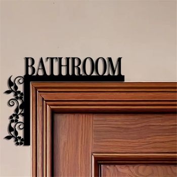 2 pack CUTHOLLOW Floral Lace Bathroom Door Topper Sign Wall Art Decor, 7.8" Unique Vintage Hanging Above Door Frame Corner Accent for Modern Home Rest Room Toilet, Best Gift for Housewarming