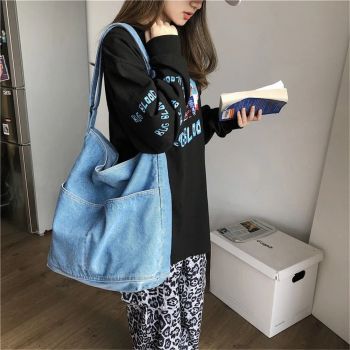 Denim Shoulder Bag Casual Tote Bag Large Handbag Jean Purse for Women,Casual Retro Aesthetic Crossbody Bag Handbag