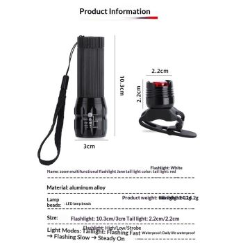 2 Packs Bike Light Set Super Bright Focus Adjustable Front Headlight and Rear LED Mountain Bicycle Light, Mount Included（Battery not included）