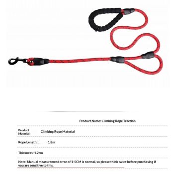 Dog Leash Heavy Duty 6ft, Double Handle Dog Leash with Padded Handle for Traffic Control, Reflective Rope Leashes for Large and Medium Dogs Night Control Safety Training (Red)
