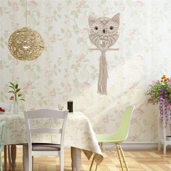 Owl Wall Hanging Tapestry - Hand Woven Boho Wall Art for Living Room, Bedroom, Home Decor (White Owl)
