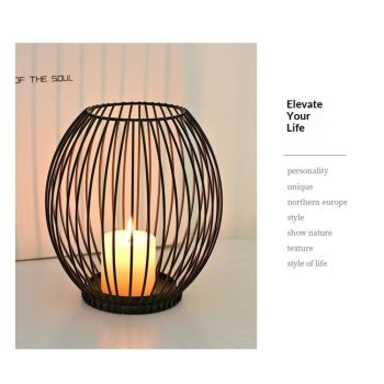 Large iron Candle Holder - Outdoor Lanterns for Patio - Iron Candle Holder - Decorative Candle Holders for Pillar Candles - Table Candles Holders Decor - Iron Candle Stands - Candles Holder