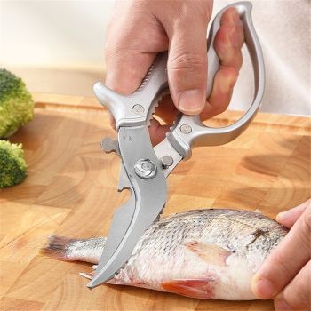Heavy Duty Kitchen Scissors - All Purpose Poultry Shears with Anti-Slip Handle & Safety Lock, Stainless Steel Food Scissors for Chicken, Meat, Bones, Vegetables