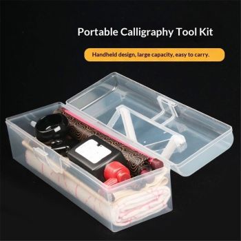 Plastic Storage Container with Lid, Clear Craft Tool Art Supply Sewing Organizer Box with Handle, Storage Bin for Paint Brush, Cards, Pencils, Crayon, Toys, Ribbons （30*9*8.7cm)