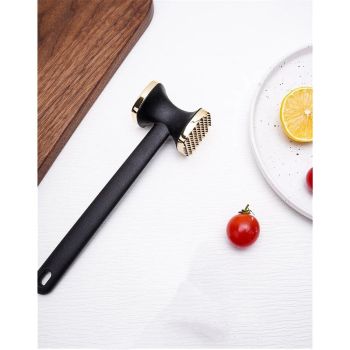 2 pack Meat Tenderizer Tool, Double Side Meat Hammer Tenderizer With Comfort-Grip Handle Heavy Duty Manual Hammer Mallet Tool for Steak Chicken and Pork(Black+golden)