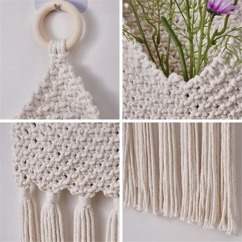 Wall Hanging Basket Decor - Boho Wall Basket Decor - Large Wall Art - Mail Organizer Wall Mount - Key And Letter Holder For Wall - White