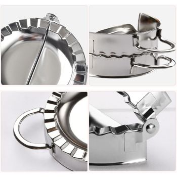New Stainless Steel Ravioli Mould Dumpling Maker Wrapper Pierogie Pie Crimper Pastry Dough Press Cutter Kitchen Gadgets (Round Handle)