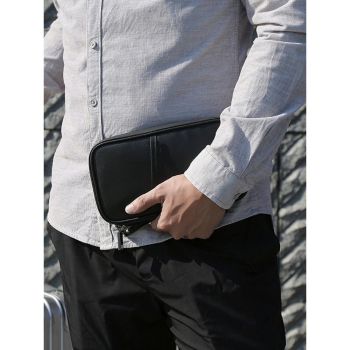 Travel Passport Holder, Large Family Passport Walle for Men Women RFID Passport Cover Lightweight Portable Document Organizer with Wrist Strap (Black)