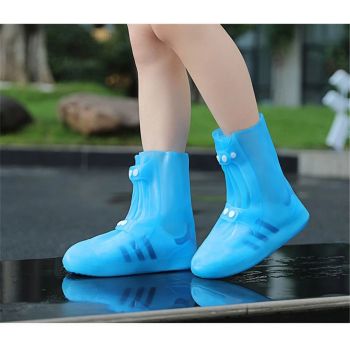 Waterproof Shoe Covers Non-Slip Rain Shoe Covers Reusable pvc Shoes Covers For Rain Resistant Rain Boots For Men Women Outdoor Overshoes Protection（M,BLUE）（Only shoe covers）