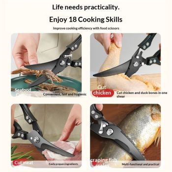 Poultry Shears, Heavy Duty Kitchen Shears with Serrated Edge, No Rust Spring Loaded, Multipurpose Stainless Steel Kitchen Scissors for Chicken, Bone, Meat, Turkey, Fish Thanksgiving Gifts