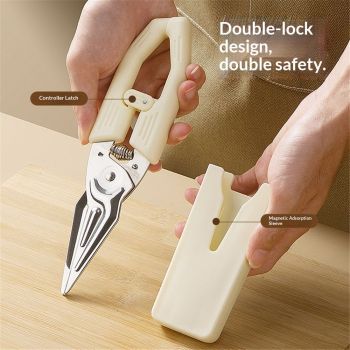 Stainless Steel Kitchen Shears with Holder - Perfect for Herbs, Floral Trimming and Kitchen Use（magnetic cover）
