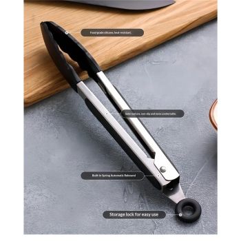 Kitchen Tongs for Cooking with Silicone Tips , BPA Free Stainless Steel set of 2 Silicone Tongs for Cooking, Grilling & Toss a Salad, Heat Resistant Grill Tongs for Serving Food