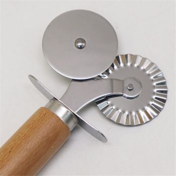 2 pack Pastry Wheel Crimper and Cutter, Stainless Steel, Pasta Cutter Wheel,Dual-Head Baking Tool for Home and Kitchen Use,Ravioli Cutter
