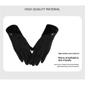 1 pair Womens Winter Warm Gloves With Sensitive Touch Screen Texting Fingers, Lined Windproof Gloves（black）