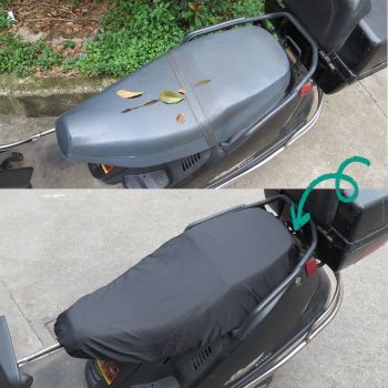 Rainproof Motorcycle Seat Cover Portable Waterproof Dustproof Cover Black Size-XL (Black High Stretch,only Cover)