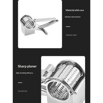 Rotary Cheese Grater Stainless Steel Handheld Rotary Parmesan Grater Cheese Cutter Slicer Shredder with 4 Stainless Drum for Grating Hard Chocolate Nuts Kitchen Tool