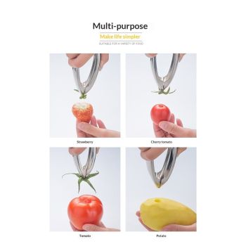 2 pack Stainless Strawberry Huller Stem Remover, Pineapple and Tomato Corer, Fruits and Vegetables Eye Peeler