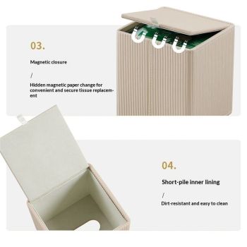 Leather Tissue Box Cover Square Tissue Box Holder for Bathroom Vanity Countertop Night Stands Bedroom Office Desk,Modern Tissue Decorative Organizer with Magnetic Closure（Only tissue box）