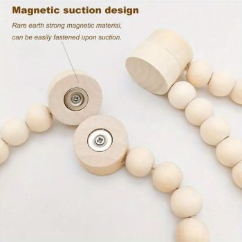 Handmade Magnetic Wooden Bead Curtain Tiebacks 2 PCS | Simple Elegant Magnetic Tassel Curtain Tie Backs | Accessories Wall Decoration | Drapery Tiebacks for Bedroom Window Treatment