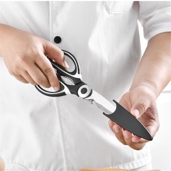 2 pack Kitchen Shears Multi Purpose Strong Stainless Steel Kitchen Utility Scissors with Cover Poulry,Fish, Meat, Vegetables Herbs, Bones, Dishwasher Safe (Black)