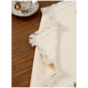 linen-cotton Frayed Placemats Set of 4 Dining Table 11.8x17.7 Inch | Rustic Vintage Boho Washable Easter Placemat for Outdoor Parties BBQ's,Wedding, Holiday