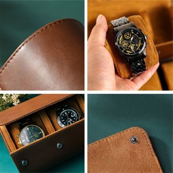 Watch Travel Case for Men & Women, 2 Slot Watch Roll , Portable Watch Roll Organizer with Removable Pillows, Exquisite Travel Watch Box for Birthday Festival Gift