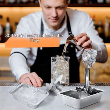 Professional Ice Cube Trays Stainless Steel - 6-Large Slot Heavy Duty Metal Icecube Mold, Non-Toxic Freezer Tray with Lever Release, Bar & Kitchen Use