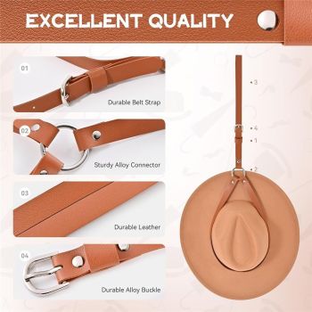 Cowboy Hat Holder for Your Vehicle, 2PCS Leather Cowboy Mounts for truck, Hat Rack for Pickup Truck Keep Your Hat Securely, brown