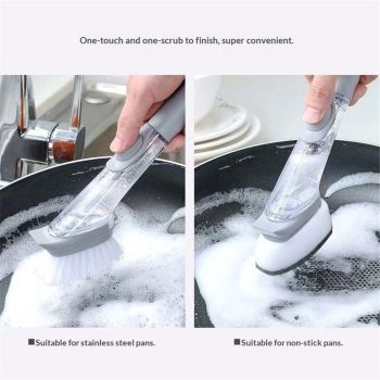 Soap Dispensing Dish Brush Storage Set, Kitchen Brush for Pot Pan Sink Cleaning, Pot Washing Sponge Lazy Cleaner Household