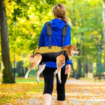 Dog Lift Harness,Adjustable Dog Backpack Carrier for Medium Large Dogs,Full Body Pet Lift Harness,Emergency Pet Backpack for Disabled, Old, Joint Injuries, Loss of Stability Dogs,S (yellow)