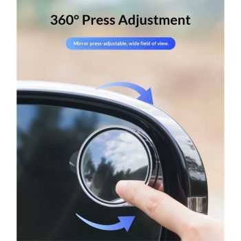 2 pairs Adjustable large Round Stick-on Convex Spot Mirror, big HD Glass Convex Rear View Mirror,Strong Adhesive Blind Spot Mirror for Car, Van, SUV and Trucks (5.5cm), Silver frame)