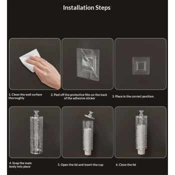 Wall Mount Paper Cup Dispenser, Water Ripple Pull Type Cup Holder Fit Disposble Paper and Plastic Cups, Bathroom Cup Dispenser for Home Hospital Office Gym (Transparent Water Ripples,Excluding cups)