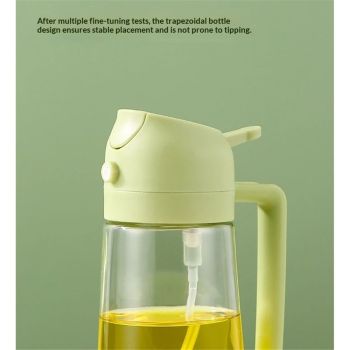 2 in 1 Glass Oil Sprayer & Dispenser, Premium Olive Oil Dispenser Bottle for Kitchen, Food-grade Oil Spray Bottle for Cooking, Air Fryer, Frying, BBQ (Green-470ml)