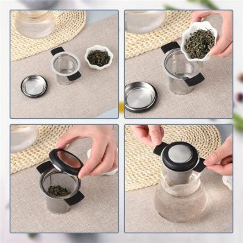 2 Pack Extra Fine Mesh Tea Strainers for Loose Tea Single Cup, 304 Stainless Steel and Food Grade Silicone Loose Leaf Tea Steeper Tea Strainers & Filters for Black Tea, Coffee, etc
